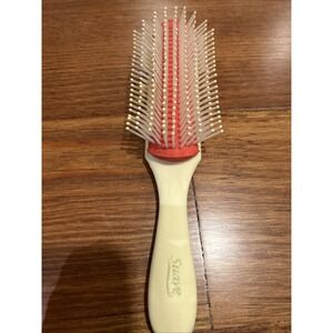 Vintage Suave Hair Brush 9 Rows Red Rubber Base Plastic Bristles Detangling 8"